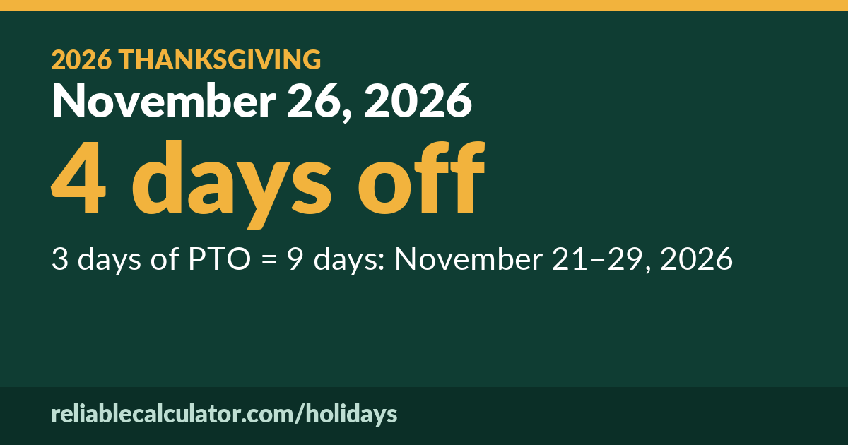 Thanksgiving 2026: November 26, 2026