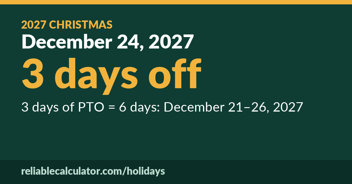 Christmas 2027: December 24, 2027