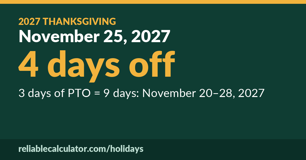 Thanksgiving 2027: November 25, 2027