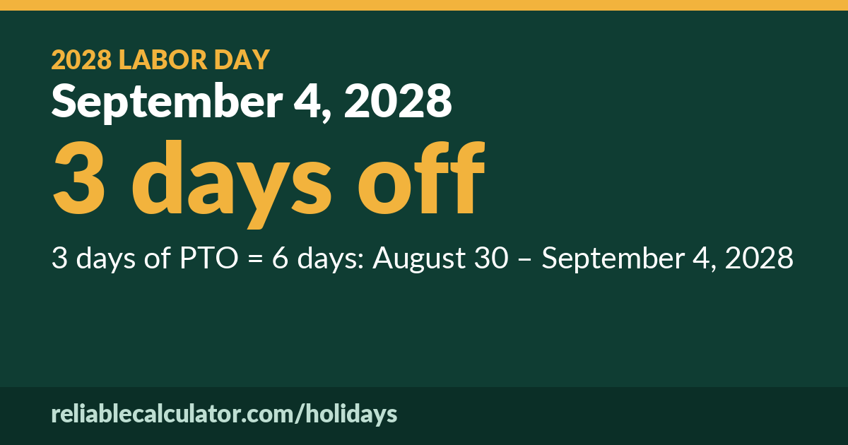 Labor Day 2028: September 4, 2028