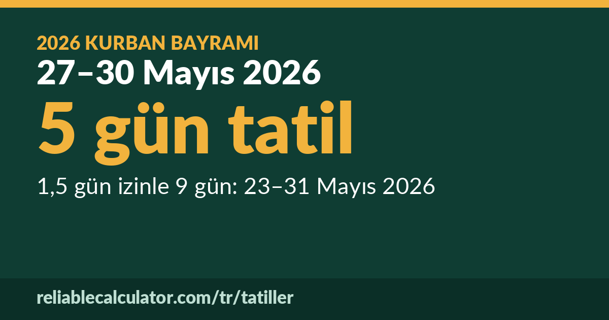 Kurban Bayramı 2026: 27–30 Mayıs 2026